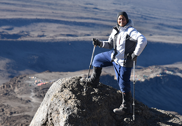 Debra Morrison atop Lava Rock Mt Kilimanjaro